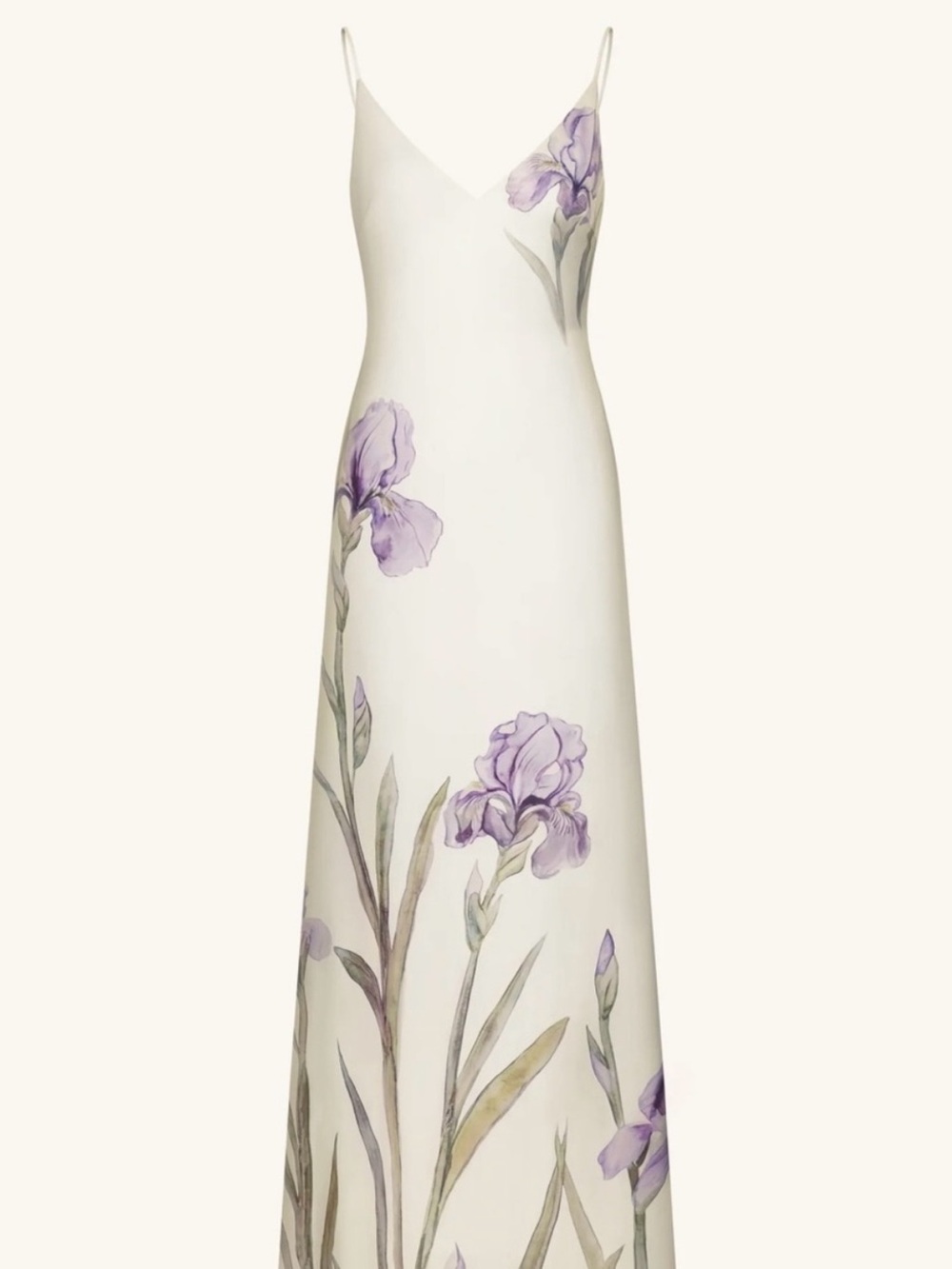 JW PEI Ivory Satin Slip Dress - Iris Print - Picture 2 of 7
